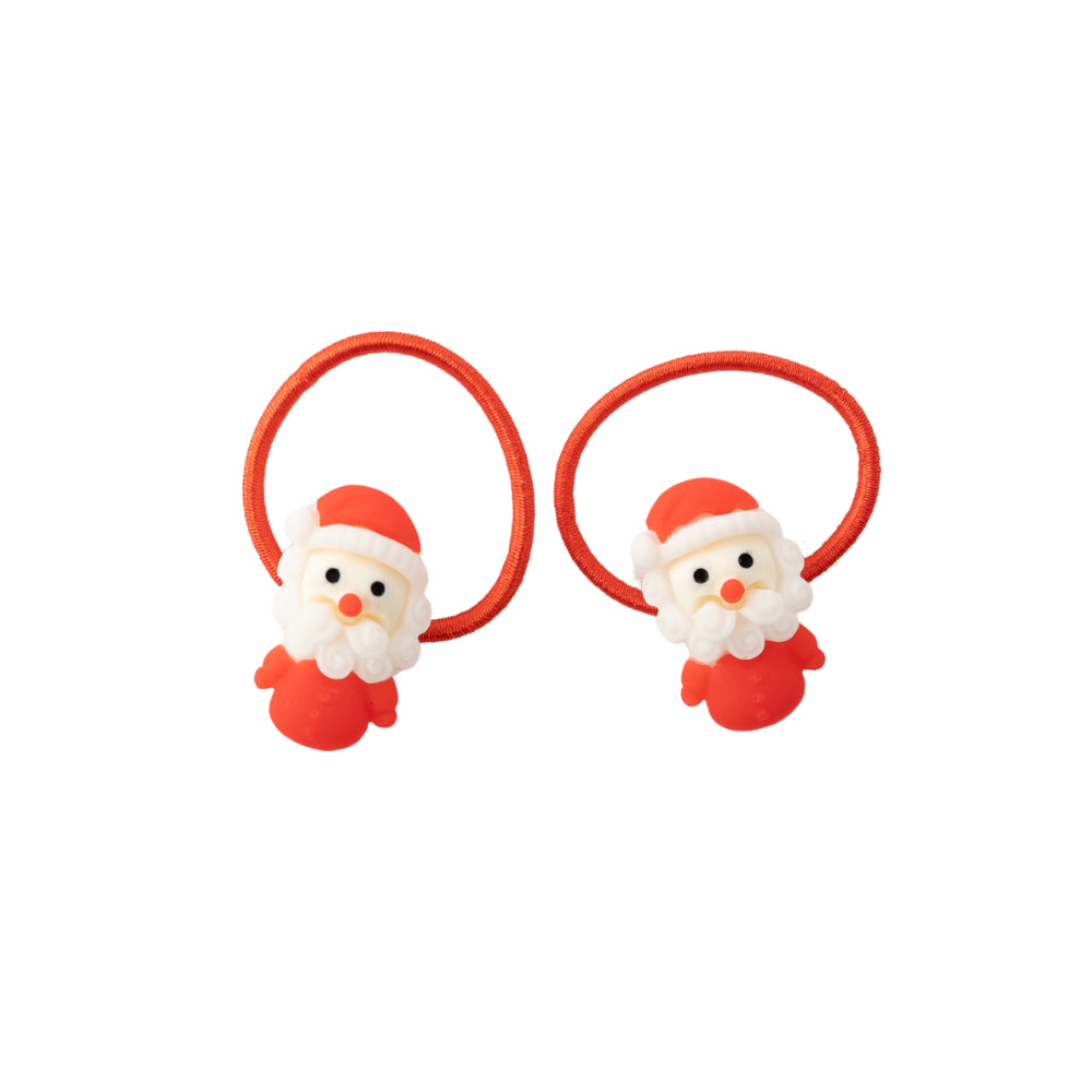 Kids 2pk Fabric Hair Ties - SANTA